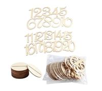 Ujjdwiurgh Lot de 20 plaques d'immatriculation de table en bois de 1 à 20 avec base numérique pour anniversaire, fête de mariage, décoration de cadeau, couleur bois, plaque d'immatriculation de table