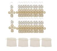 Ujjdwiurgh Lot de 20 porte-clés en bois pour baptême avec sac pour première communion