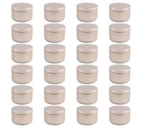 Ujjdwiurgh Lot de 24 boîtes de rangement vides pour bougies - Étiquettes décoratives - Boîtes rondes en étain - Facile à installer