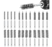Ujjdwiurgh Lot de 24 brosses d'alésage métallique pour perceuse électrique, en acier inoxydable argenté avec tige hexagonale de 6,35 mm pour nettoyage de tubes et tuyaux (8/10/12/15/17/19 mm)