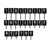 Ujjdwiurgh Lot de 24 étiquettes en acrylique pour plantes - 12 styles - Noir - Étanche - Avec noms