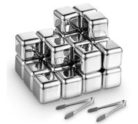 Ujjdwiurgh Lot de 24 glaçons à whisky en acier inoxydable avec pince à glace pour boire de la vodka, des liqueurs, du vin, des jus de fruits, des sodas