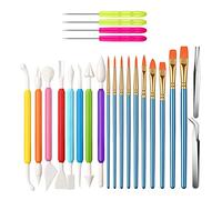 Ujjdwiurgh Lot de 24 outils de décoration de gâteaux avec pinceaux, aiguilles, pince à épiler, couleur photo