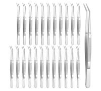 Ujjdwiurgh Lot de 24 pinces à épiler en acier inoxydable avec pointe dentelée incurvée, 15,2 cm de long pour travaux manuels, couture