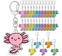 Ujjdwiurgh Lot de 24 porte-clés à breloques axolotl - Cadeaux de fête multicolores pour anniversaires, cadeaux scolaires et décorations