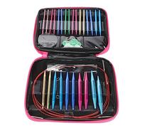 Ujjdwiurgh Lot de 26 aiguilles à tricoter circulaires interchangeables en aluminium, 13 tailles interchangeables