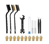 Ujjdwiurgh Lot de 27 buses MK8 en laiton pour imprimante 3D - Kit de nettoyage 5 en 1 - Clé à épiler - Brosses - Outils d'entretien pour impressions 3D