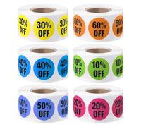 Ujjdwiurgh Lot de 3 000 étiquettes autocollantes de 10 à 60 % pour vente au détail, 2,5 cm, 6 rouleaux