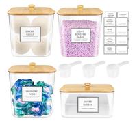 Ujjdwiurgh Lot de 3 + 1 grand conteneur à dosettes de lessive transparent pour lessive et poudre