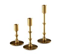 Ujjdwiurgh Lot de 3 bougeoirs en métal doré, bâtons de bougie modernes pour cheminée, mariage, pendaison de crémaillère