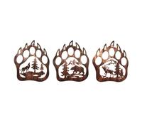 Ujjdwiurgh Lot de 3 décorations d'intérieur en métal avec sapins de montagne, cabane rustique, ours de chasse