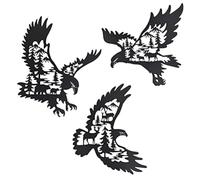 Ujjdwiurgh Lot de 3 décorations murales en forme d'aigle à tête blanche avec motif silhouette d'ours et de cerf