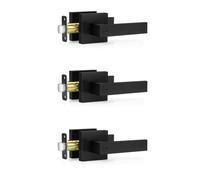 Ujjdwiurgh Lot de 3 Poignées de Porte Noires Mates, Boutons de Porte Intérieure Sans Clé, Serrures à Levier de Porte D'Intimité pour Chambre à Coucher et Salle de Bain