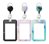 Ujjdwiurgh Lot de 3 Porte-Badges avec Enrouleur Rétractable Heavy Duty ID Name Tag Worker Badge Mousqueton Clip Card Protector Cover Case Plastic
