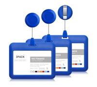 Ujjdwiurgh Lot de 3 porte-badges rétractables avec clips rétractables, bleu horizontal