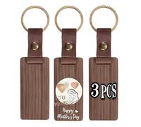 Ujjdwiurgh Lot de 3 porte-clés vierges en cuir brut avec sangle en cuir