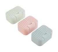 Ujjdwiurgh Lot de 3 porte-savon de voyage avec couvercle bleu, rose et vert