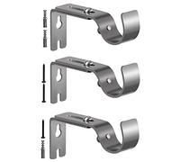 Ujjdwiurgh Lot de 3 supports de tringle à rideaux résistants sans perçage pour tringle à rideaux - Argenté