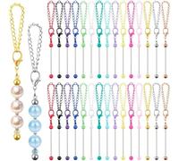 Ujjdwiurgh Lot de 30 barres de porte-clés en métal vierge pour perles, kit de fabrication de porte-clés à perles pour loisirs créatifs