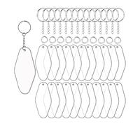 Ujjdwiurgh Lot de 30 porte-clés vierges en acrylique comprenant 30 feuilles acryliques en forme d'hôtel motel, 30 anneaux porte-clés et 30 anneaux ouverts