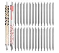 Ujjdwiurgh Lot de 30 stylos époxy vierges en acier inoxydable pour bricolage, stylos à encre noire personnalisable avec écriture lisse, stylos métalliques