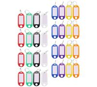 Ujjdwiurgh Lot de 32 étiquettes d'identification en plastique multicolores avec anneau fendu