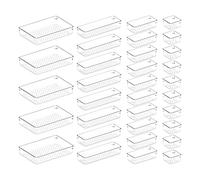 Ujjdwiurgh Lot de 33 organiseurs de tiroir en plastique transparent pour maquillage, bijoux et gadgets, chambre à coucher, bureau
