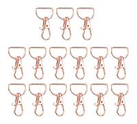 Ujjdwiurgh Lot de 35 fermoirs pivotants pour lanière et porte-clés - Fermoir mousqueton en métal avec anneaux en D - Or rose