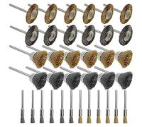 Ujjdwiurgh Lot de 36 brosses métalliques en laiton et fil métallique - Accessoires rotatifs pour outils de polissage et de nettoyage