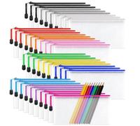 Ujjdwiurgh Lot de 36 pochettes de rangement étanches en PVC multicolore pour fournitures scolaires, 12 couleurs