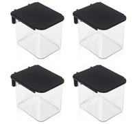 Ujjdwiurgh Lot de 4 accessoires pour panneau perforé avec couvercle, 9,9 x 8,1 x 8,1 cm, bacs avec crochets, conteneurs en plastique transparent