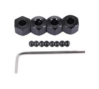 Ujjdwiurgh Lot de 4 adaptateurs hexagonaux de moyeu de roue en métal de 5 mm à 12 mm pour D12 C14 C24 B14 B16 MN D90 D91 RC - Noir