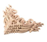 Ujjdwiurgh Lot de 4 appliques d'angle en bois sculpté non peintes pour décoration d'armoire 15 cm