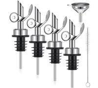 Ujjdwiurgh Lot de 4 becs verseurs lestés en acier inoxydable pour huile d'olive, ouverture et fermeture automatiques, argent