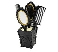 Ujjdwiurgh Lot de 4 brosses à cheveux pour femme avec miroir pour cheveux mouillés/secs et bouclés Noir