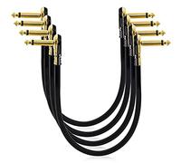 Ujjdwiurgh Lot de 4 Câbles de Raccordement pour Guitare de 12 Pouces Câbles de Raccordement pour Guitare Noirs Connecteur à Angle Droit Golden Pancake pour Pédale D'Effets