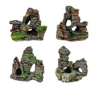 Ujjdwiurgh Lot de 4 décorations d'aquarium en résine imitation grotte de montagne