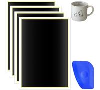 Ujjdwiurgh Lot de 4 feuilles de papier de marquage noir avec grattoir pour marquage de fibre et gravure pour céramique