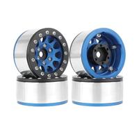 Ujjdwiurgh Lot de 4 jantes bleues et noires en métal de 3,8 cm pour voiture SCX10 Ghost TRX4 TRX6 D90 1/10 RC Crawler Car