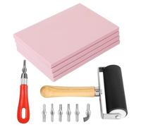 Ujjdwiurgh Lot de 4 kits de sculpture de timbres avec outils de coupe et rouleau de brayer pour travaux manuels