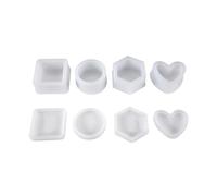 Ujjdwiurgh Lot de 4 moules en résine époxy en forme de cœur/hexagonal/rond et carré avec couvercle