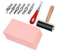 Ujjdwiurgh Lot de 4 outils de découpe en caoutchouc rose pour tampons à découper des blocs de linoléum pour machine à timbres