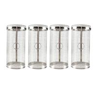 Ujjdwiurgh Lot de 4 paniers de barbecue cylindriques en acier inoxydable anti-adhésif Accessoire de cuisine pour cuisine/barbecue