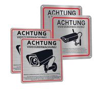 Ujjdwiurgh Lot de 4 panneaux d'avertissement autocollants pour caméra de surveillance vidéo