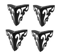 Ujjdwiurgh Lot de 4 pieds de meubles en métal creux pour canapé, chaise, table, armoire, lit, accessoires de bricolage, pieds de meubles ajourés, noir