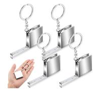 Ujjdwiurgh Lot de 4 Porte-Clés en Métal avec à Mesurer, Taille Maximale de 51,97 Pouces/4 Pieds, Porte-Clés Rétractable avec à Mesurer