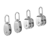 Ujjdwiurgh Lot de 4 Poulies de Levage Simples M20 en Acier Inoxydable 304 avec Crochet Pivotant et Double Poulie à Rouleaux de Chargement