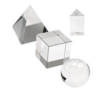 Ujjdwiurgh Lot de 4 Prismes de Photographie en Cristal Optique, Comprenant une Boule de 55 Mm, un Carré et Triangulaire de 50 Mm, une Pyramide Optique de 60 mm et Facile à Utiliser