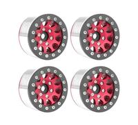 Ujjdwiurgh Lot de 4 roues en métal rouge et noir pour voiture SCX10 Ghost TRX4 TRX6 D90 1/10 RC Crawler Car