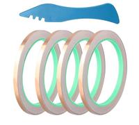 Ujjdwiurgh Lot de 4 rouleaux de ruban adhésif conducteur double face pour vitrail, feuille de cuivre